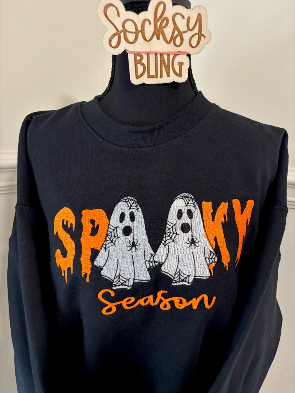 Embroidered Spooky Season Ghost Sweatshirt